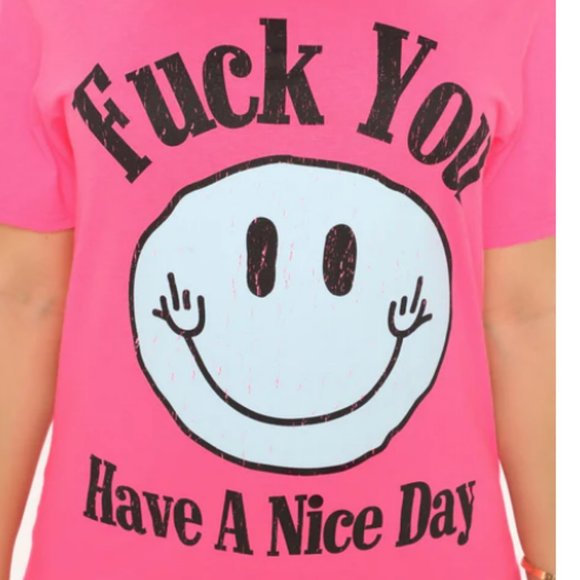 FN | Have a Nice Day Graphic Tee | Hot Pink | Size XL | NWT - Picture 4 of 8